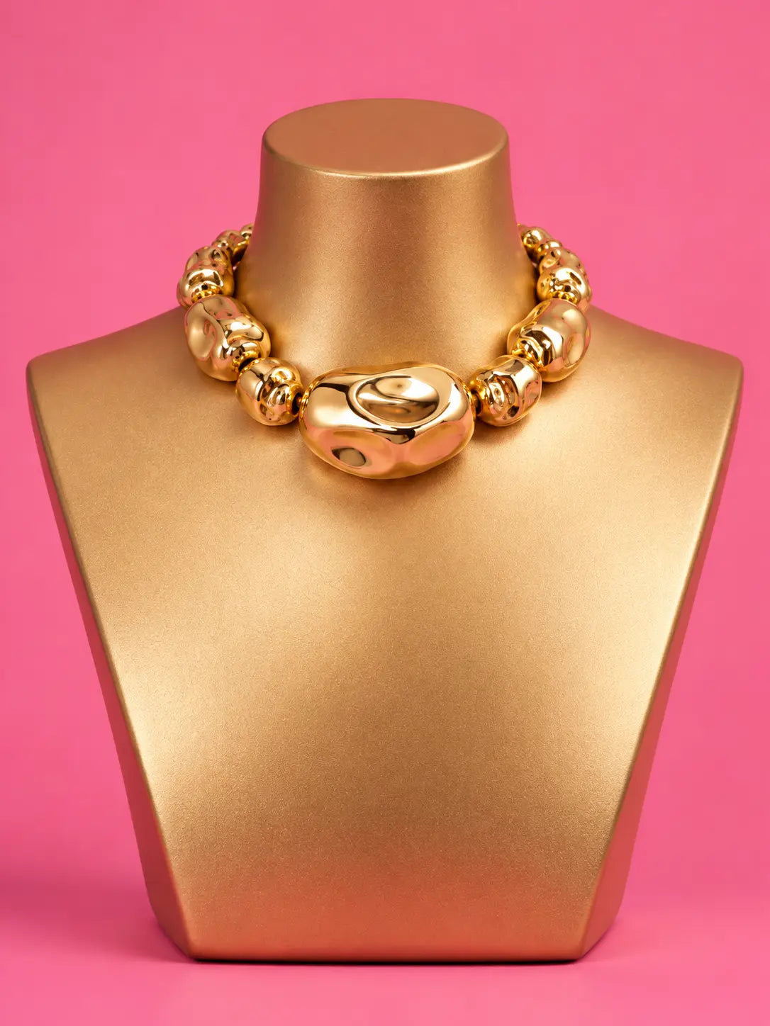 Sculptural Gold Statement Necklace