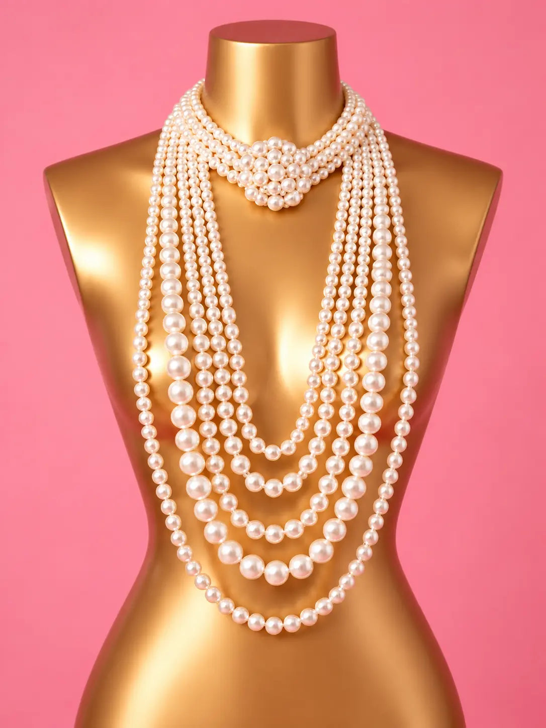 Cascading Pearl Necklace Set