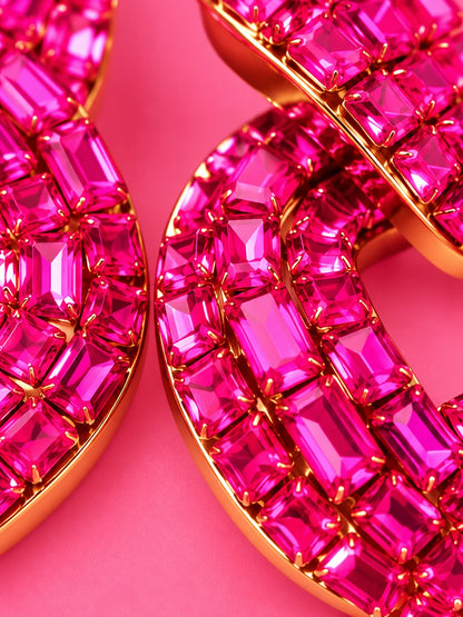 Crystal Pink Rhinestone Earrings