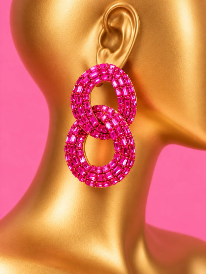 Crystal Pink Rhinestone Earrings