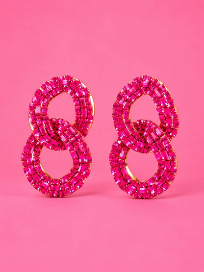 Crystal Pink Rhinestone Earrings