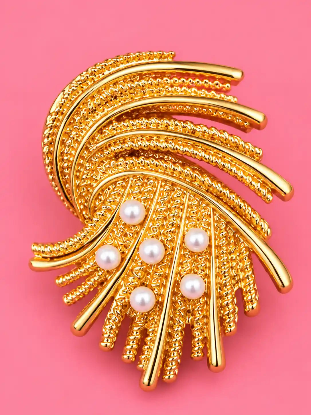 Gold Plated Pearl Flower Stud Earrings