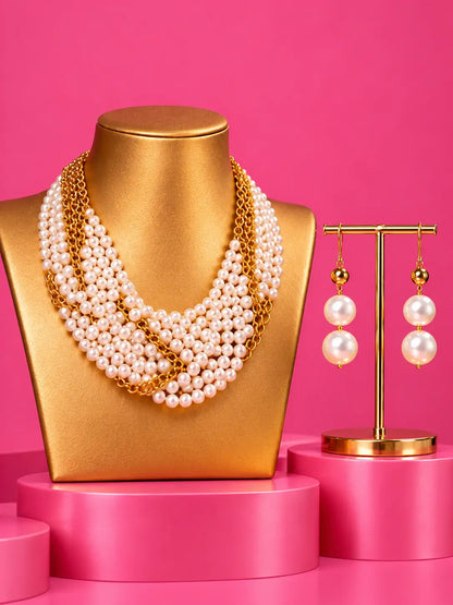 Pearl Gold and White Necklace Set