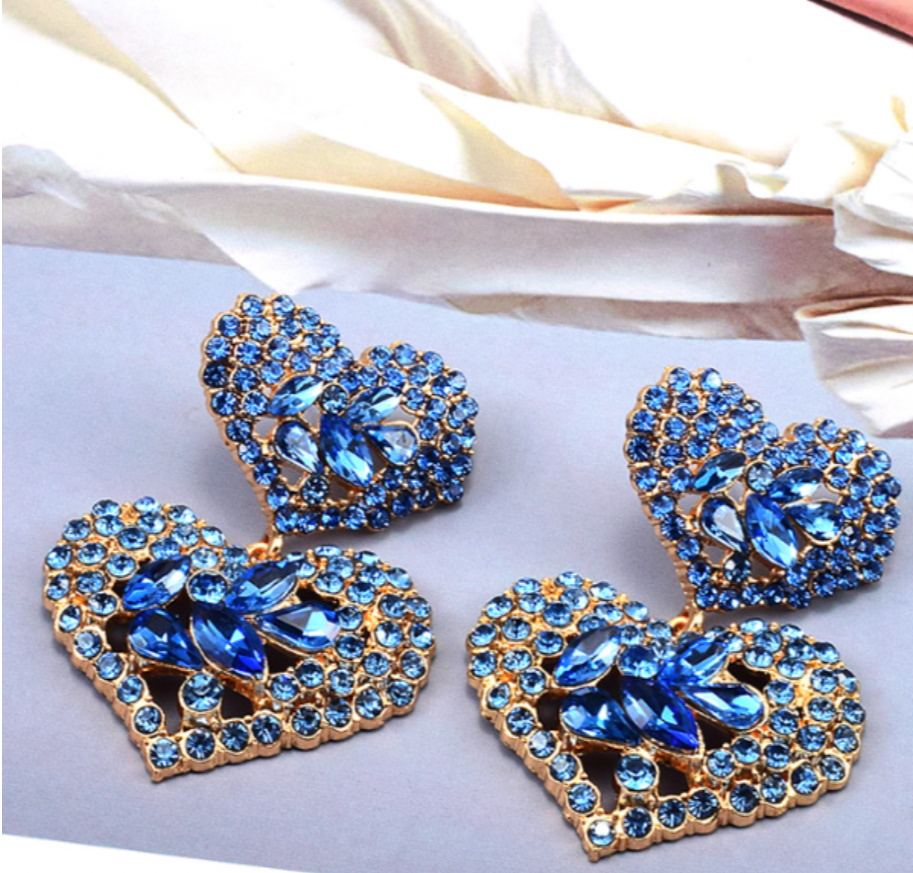 Blue Heart Earrings