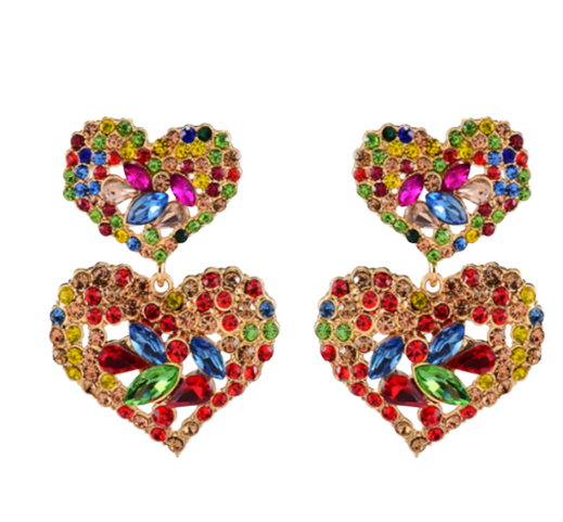 Multi-Color Heart Earrings