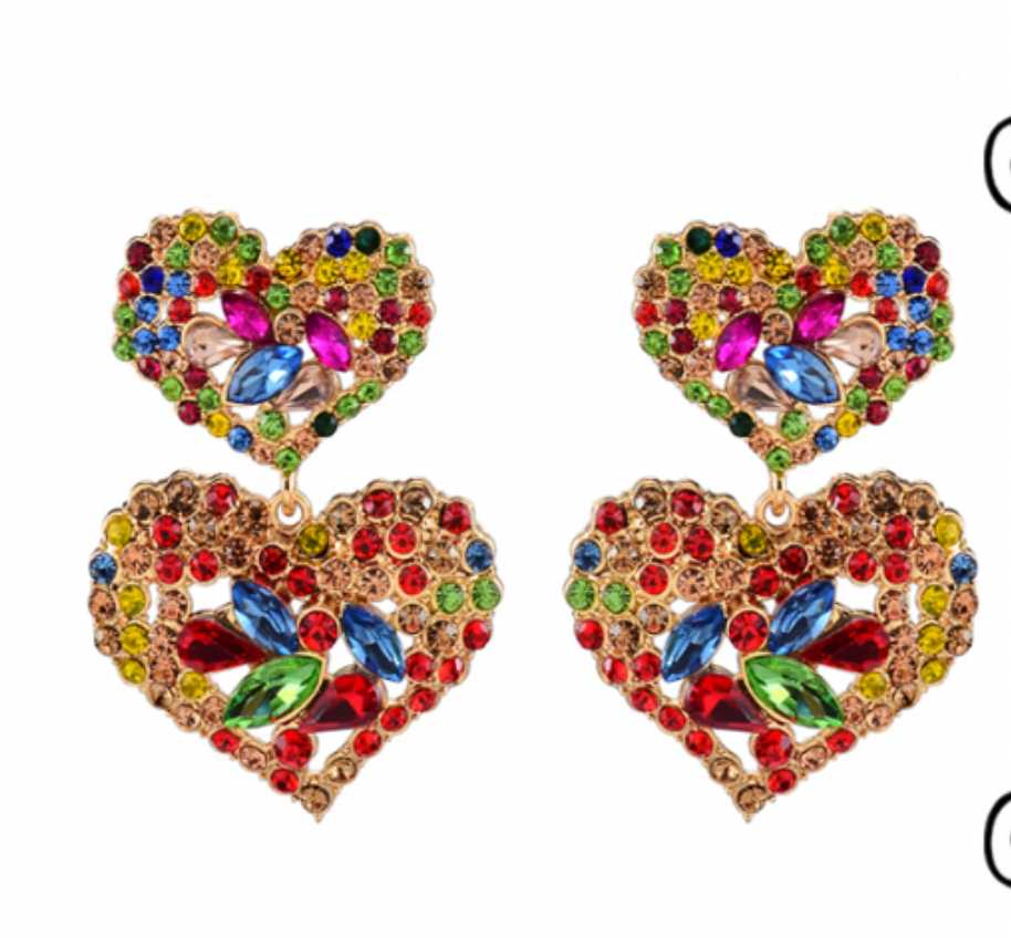 Multi-Color Heart Earrings