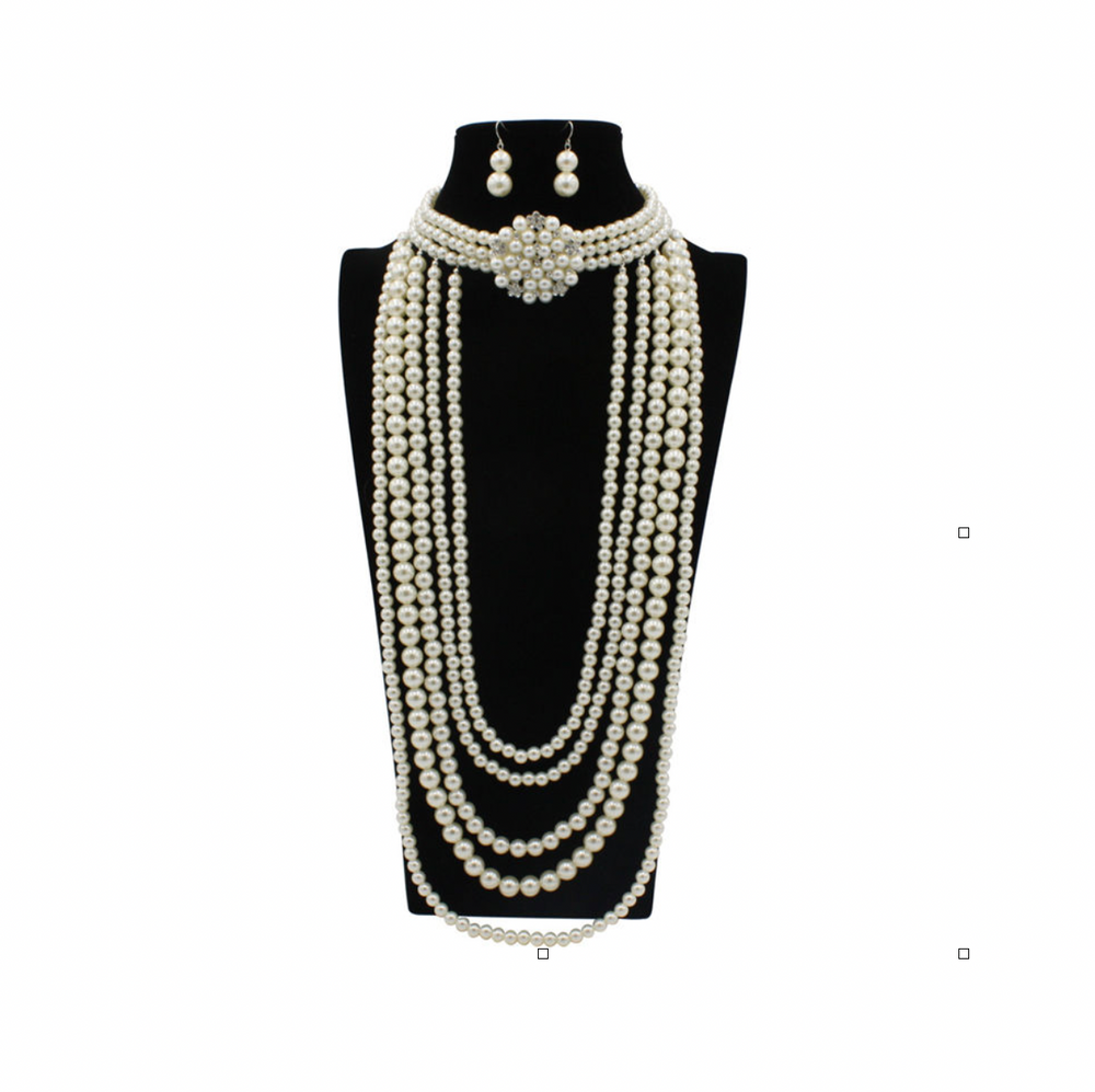 Cascading Pearl Necklace Set