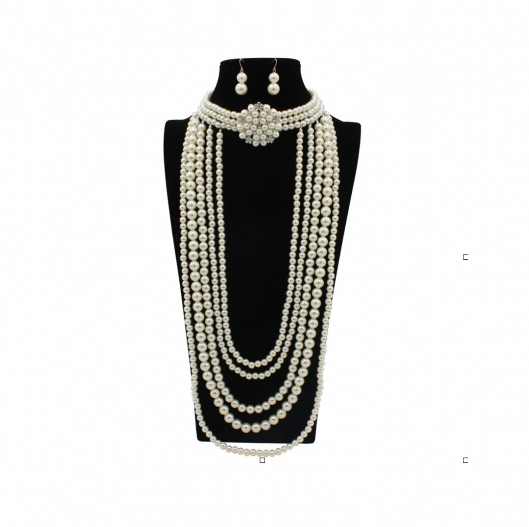 Cascading Pearl Necklace Set