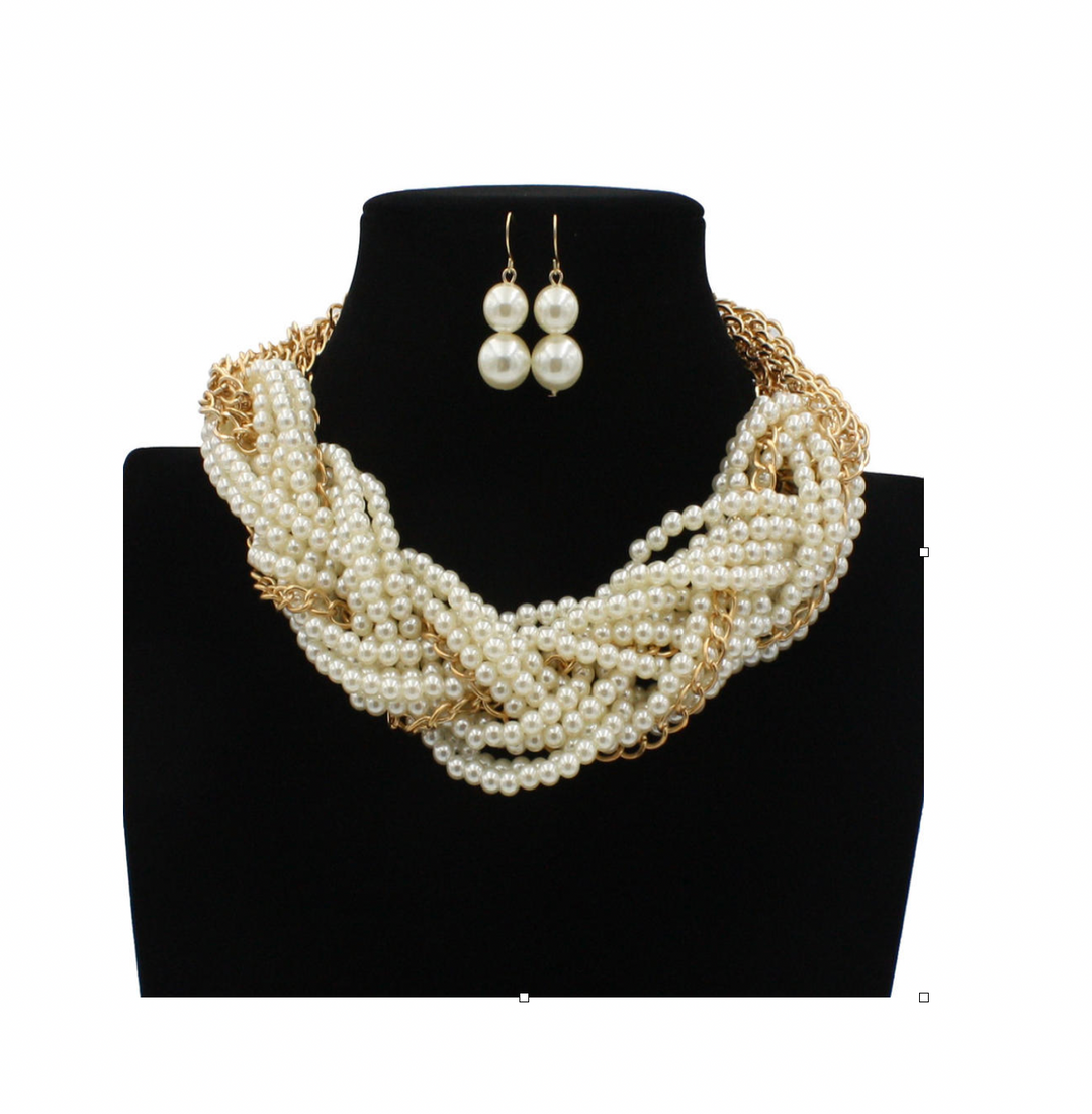 Pearl Gold and White Necklace Set