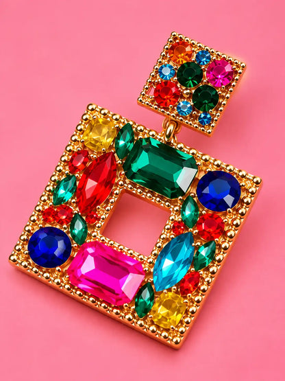 Sparkling Color Rhinestone Earrings