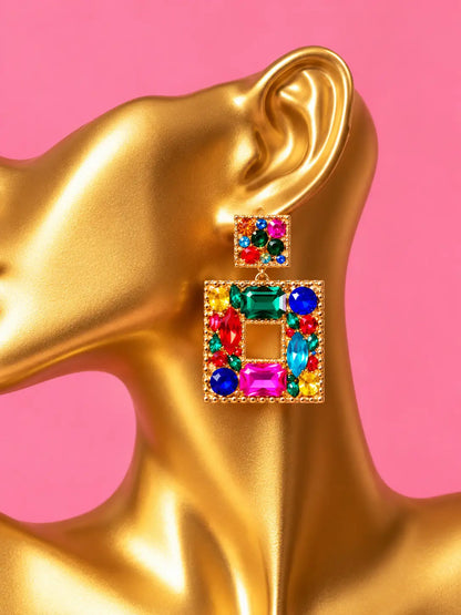 Sparkling Color Rhinestone Earrings