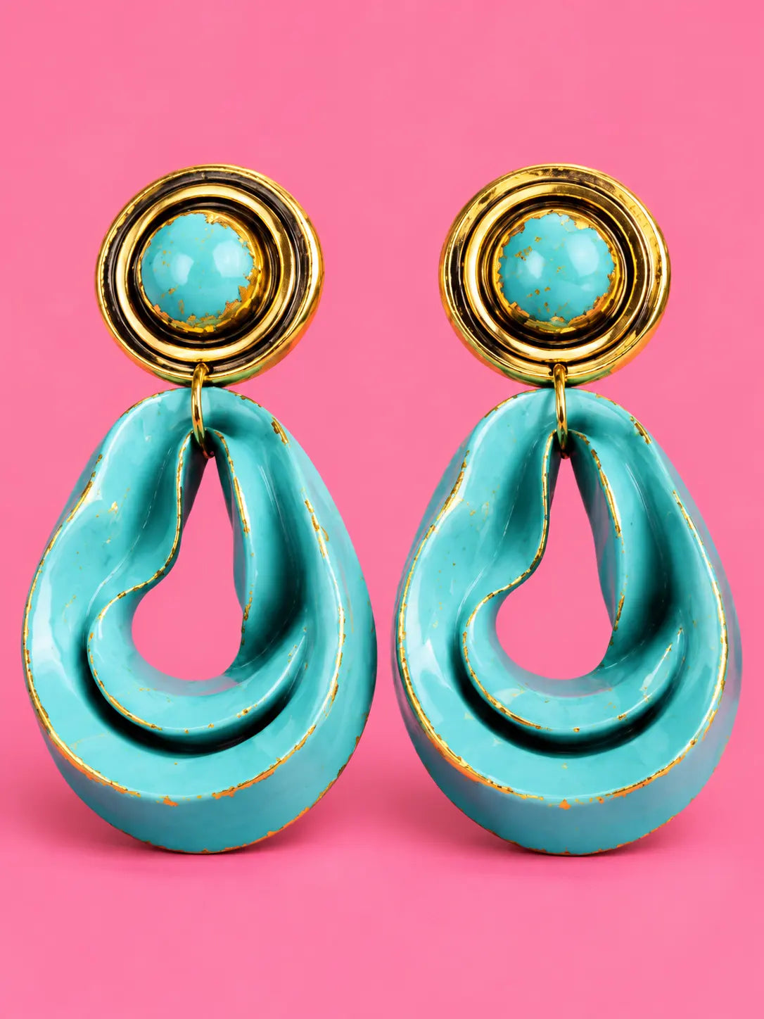 Vintage Statement Metal Oil Earrings