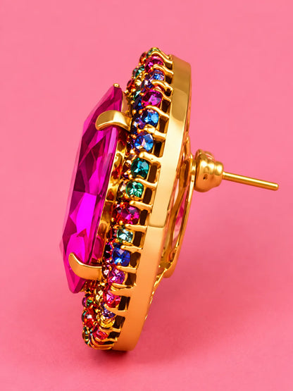 Colorful Crystal Metal Rhinestone Earrings
