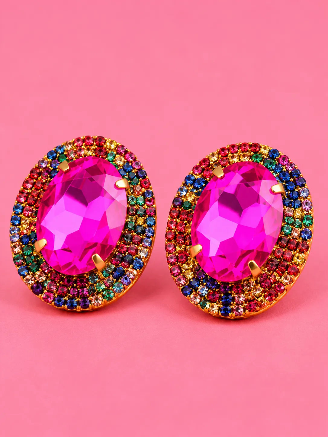 Colorful Crystal Metal Rhinestone Earrings