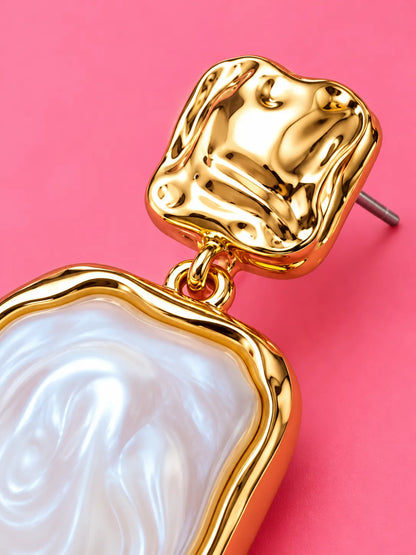 Glamorous Gold and Pearl Drop Earrings