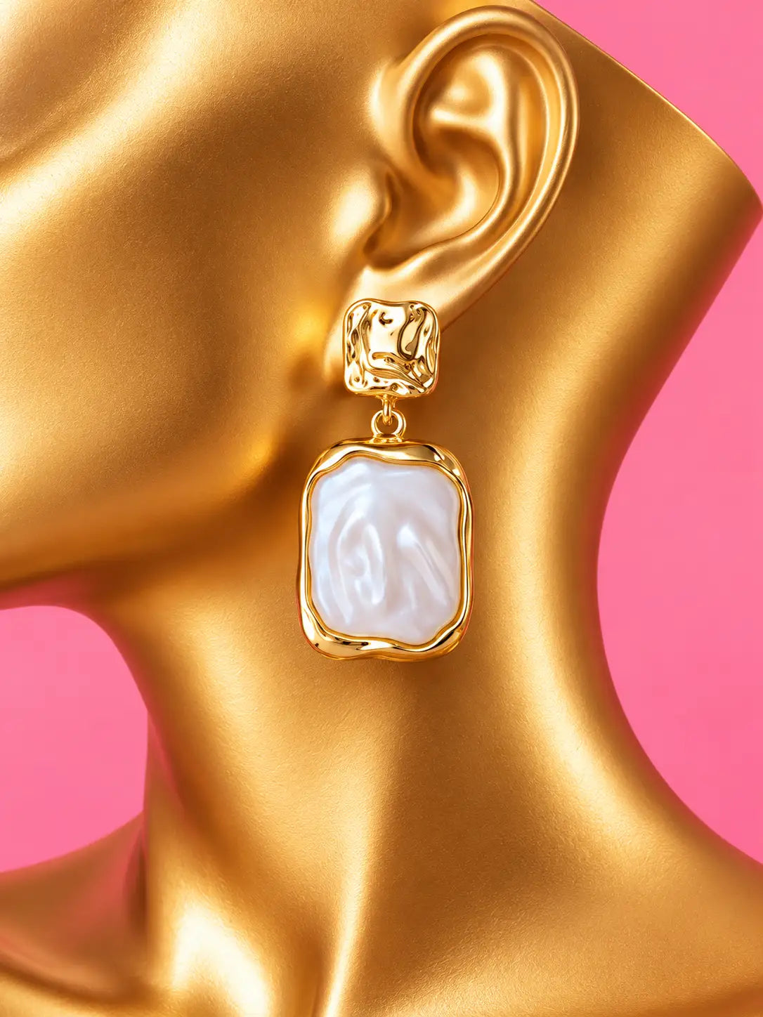 Glamorous Gold and Pearl Drop Earrings