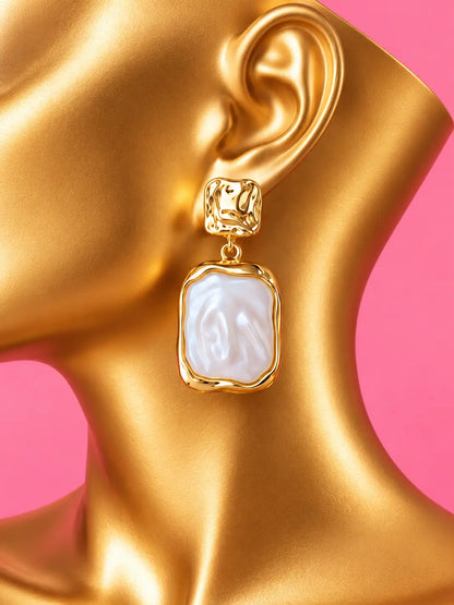 Glamorous Gold and Pearl Drop Earrings