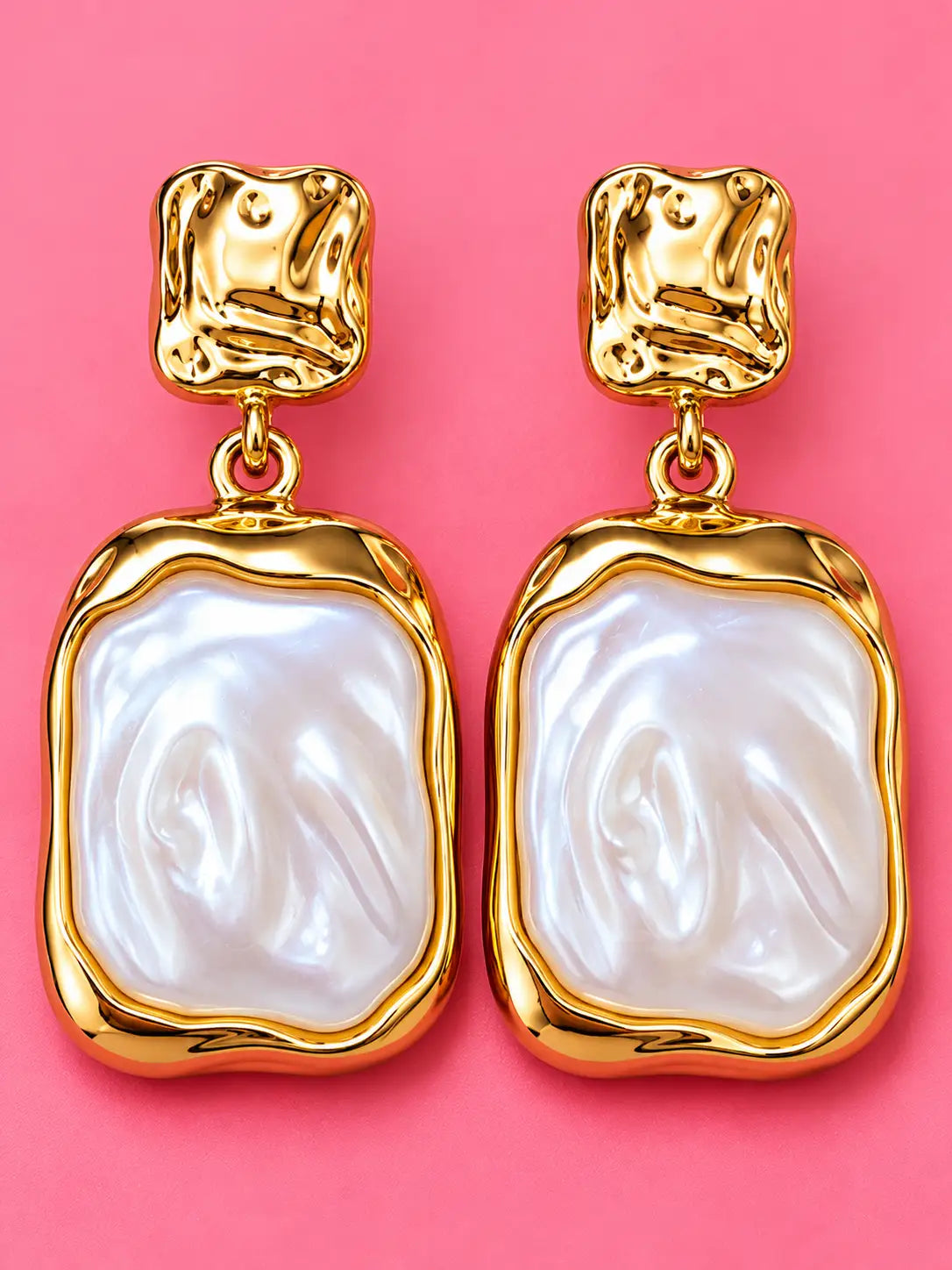 Glamorous Gold and Pearl Drop Earrings