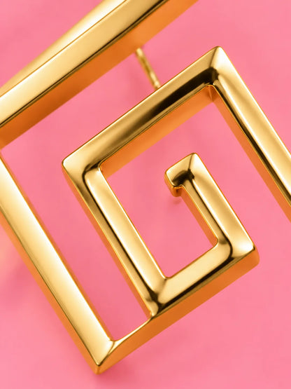Gold Square Hoops