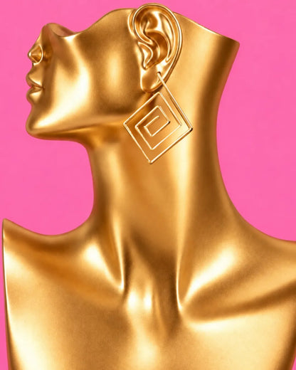 Gold Square Hoops