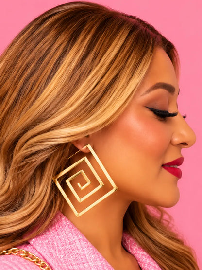 Gold Square Hoops