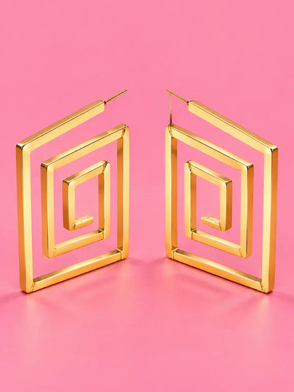 Gold Square Hoops