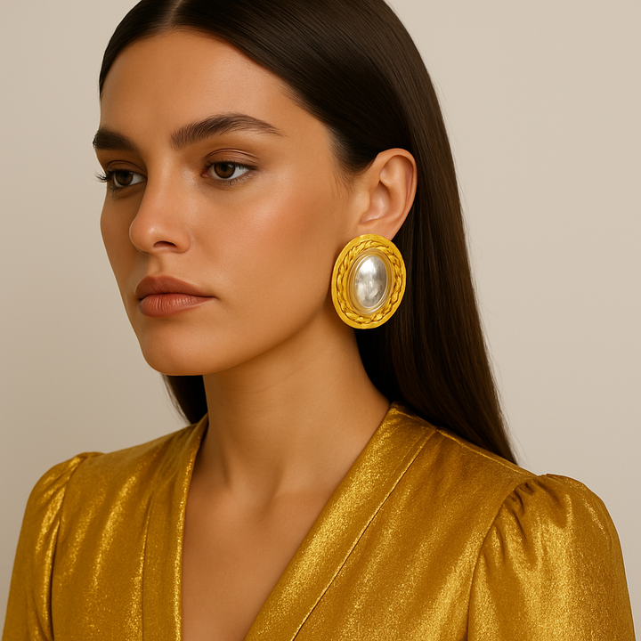 Vintage Silver and Gold Oval Earrings