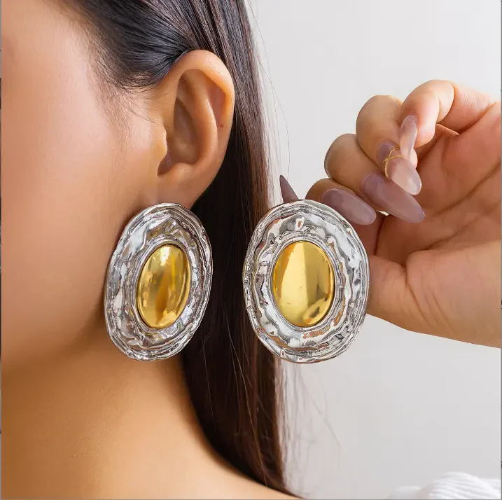 Vintage Silver and Gold Oval Earrings