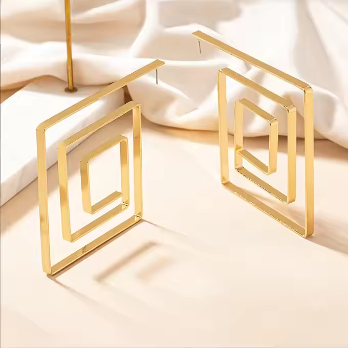 Gold Square Hoops
