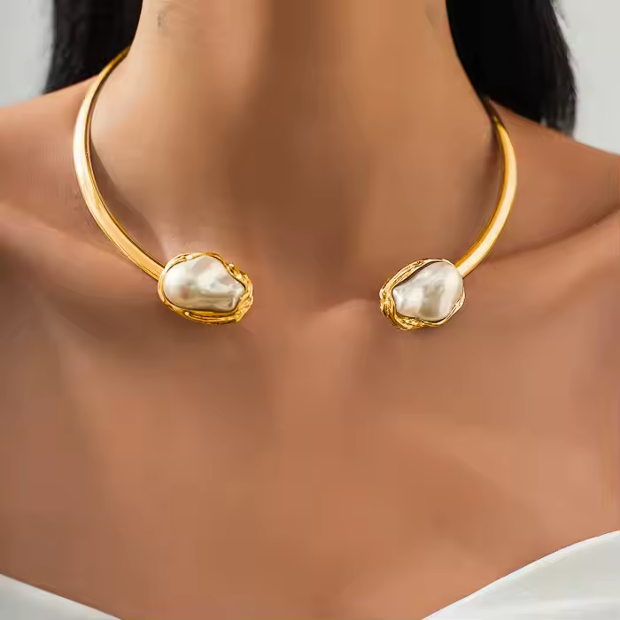 3Pcs Pearl Necklace Irregular Bracelet Set