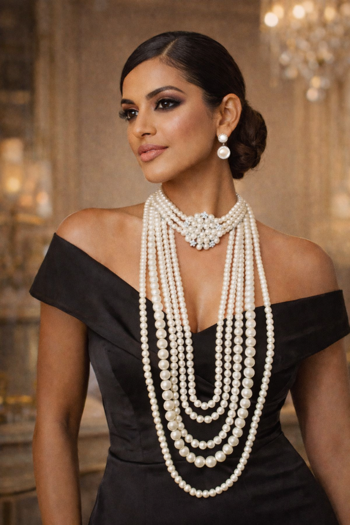 Cascading Pearl Necklace Set
