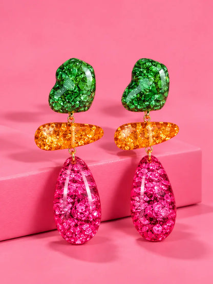 Multi-Colour Acrylic Resin Drop Earrings