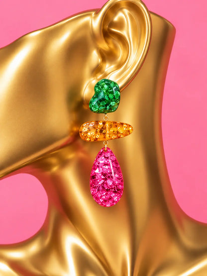 Multi-Colour Acrylic Resin Drop Earrings