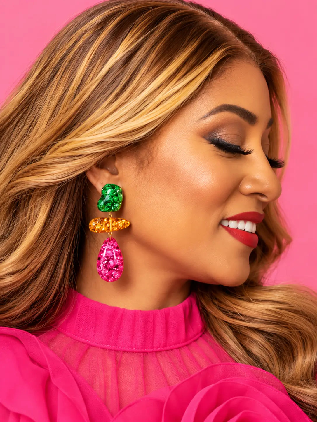 Multi-Colour Acrylic Resin Drop Earrings
