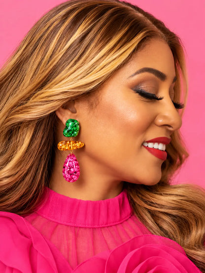 Multi-Colour Acrylic Resin Drop Earrings