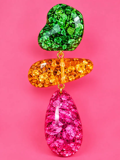 Multi-Colour Acrylic Resin Drop Earrings