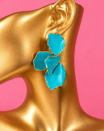 Turquoise Metal Flower Earrings